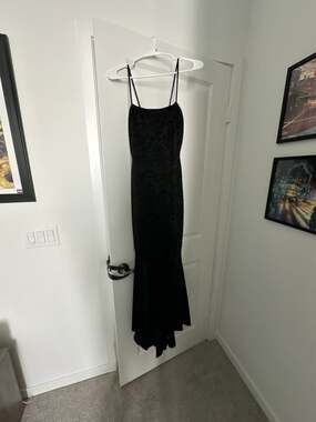Windsor Black Flocked Velvet Mermaid Maxi Dress